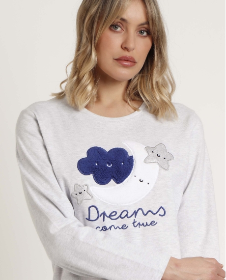 ADMAS Pijama Manga Larga Dreams Come True para Mujer GRIS JASPE 2