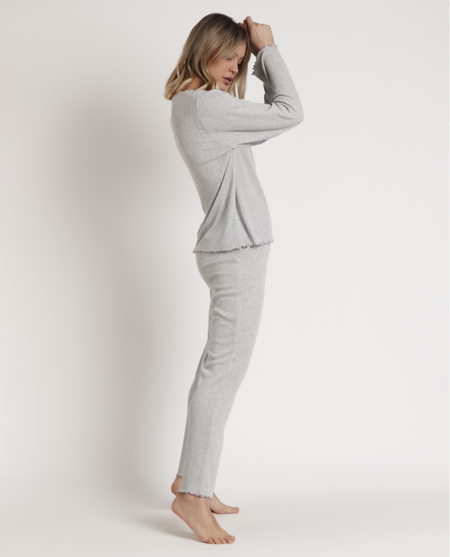 ADMAS HOME Pijama Manga Larga Tapeta Soft Canalé para Mujer GRIS JASPE ADMAS HOME Pijama Manga Larga Tapeta Soft Canalé para Mujer GRIS JASPE