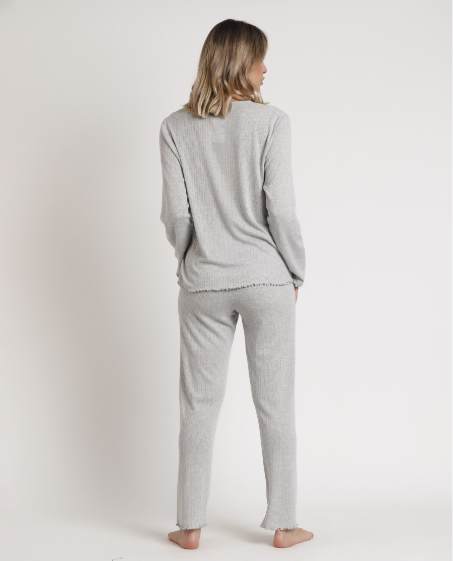 ADMAS HOME Pijama Manga Larga Tapeta Soft Canalé para Mujer GRIS JASPE ADMAS HOME Pijama Manga Larga Tapeta Soft Canalé para Mujer GRIS JASPE