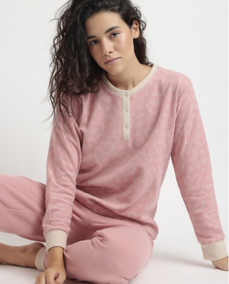 ADMAS Pijama Manga Larga Tapeta Love To Love para Mujer ROSA 2