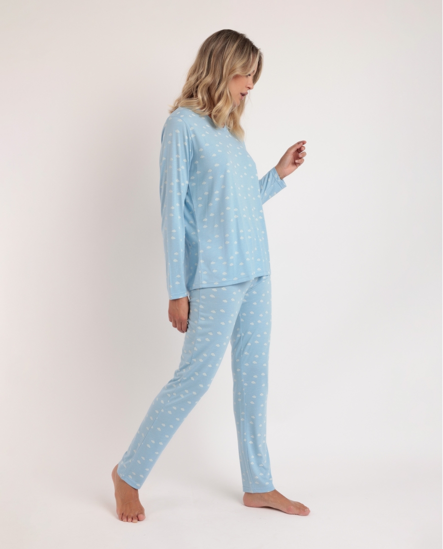 ADMAS CLASSIC Pijama Manga Larga Maternity Nubes Pico para Mujer AZUL ADMAS CLASSIC Pijama Manga Larga Maternity Nubes Pico para Mujer AZUL