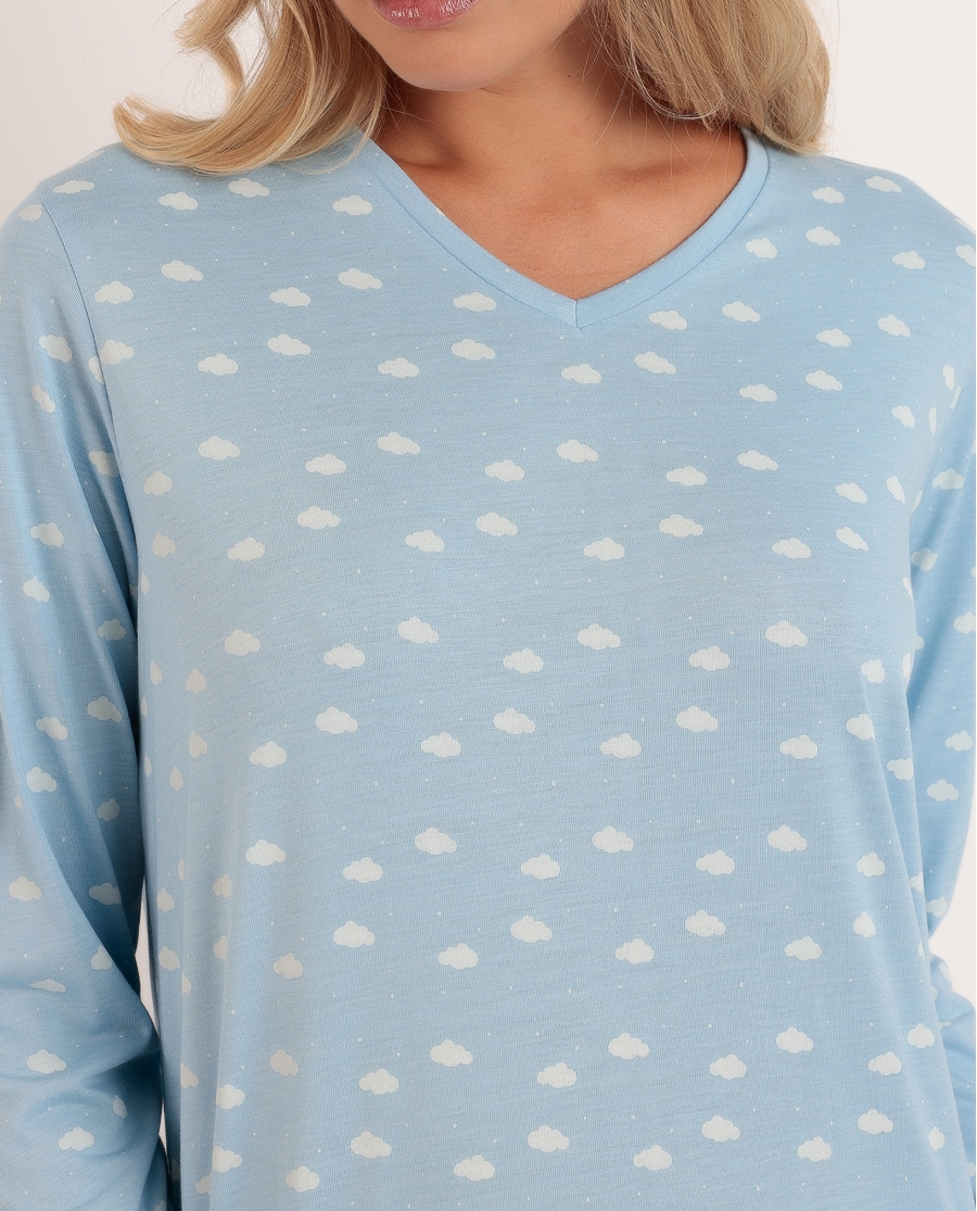 ADMAS CLASSIC Pijama Manga Larga Maternity Nubes Pico para Mujer AZUL ADMAS CLASSIC Pijama Manga Larga Maternity Nubes Pico para Mujer AZUL