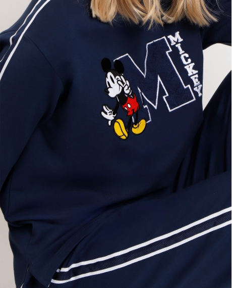 DISNEY Pijama Manga Larga Felpa Mickey New York para Mujer AZUL 2