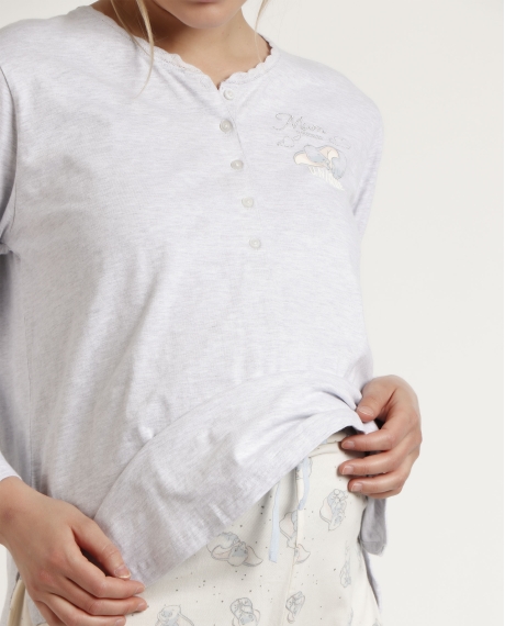 DISNEY Pijama Manga Larga Maternity Dumbo Unique Mum para Mujer GRIS JASPE 2