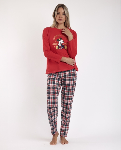 DISNEY Pijama Manga Larga Feeling Jolly para Mujer ROJO