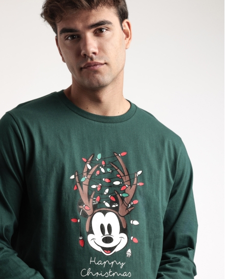 DISNEY Pijama Manga Larga Mickey Xmas para Hombre VERDE 2