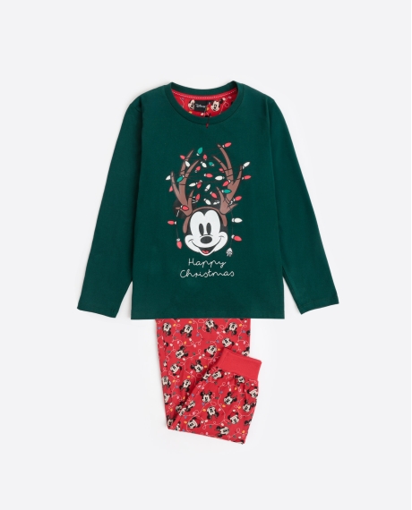 DISNEY Pijama Manga Larga Mickey Xmas para Niño VERDE