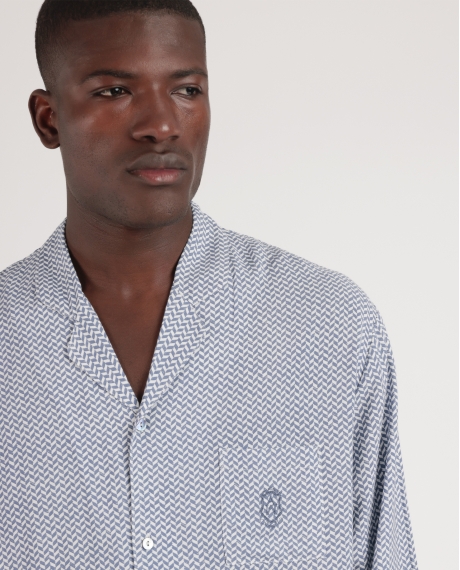 ADMAS CLASSIC Pijama Abierto Manga Larga Classic Spiga para Hombre AZUL 2