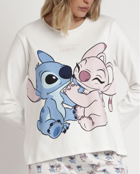 DISNEY Pijama Manga Larga Ohana para Mujer CRUDO 2