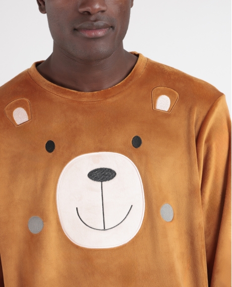 ADMAS Pijama Manga Larga Velvet Family Bear para Hombre MARRON 2