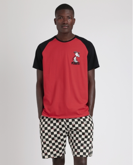 PEANUTS Pijama Manga Corta Skate Is Not A Crime para Hombre ROJO