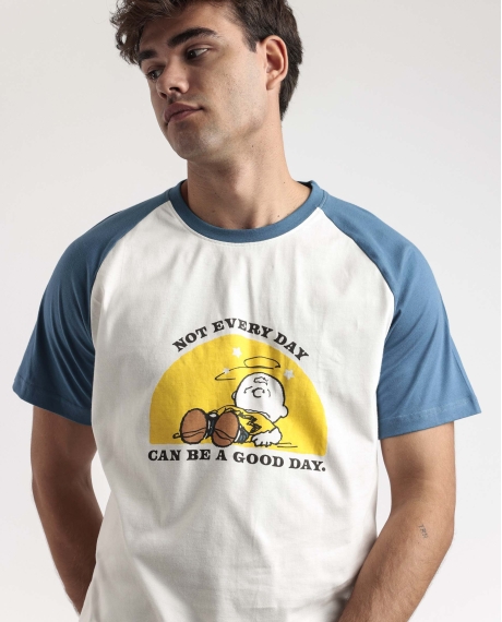 PEANUTS Pijama Manga Corta Not The Best para Hombre AZUL 2