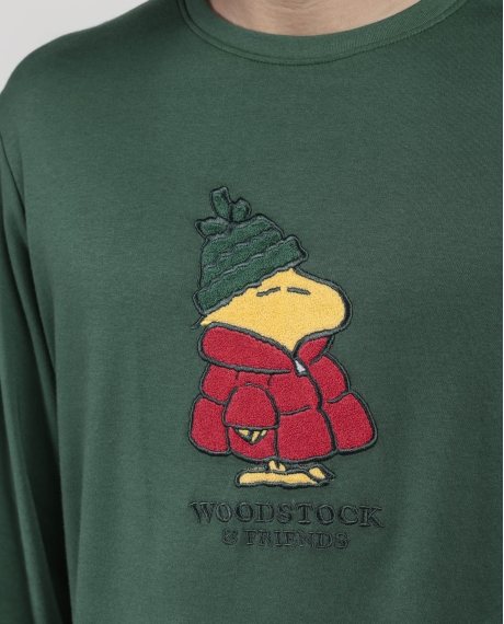 PEANUTS Pijama Manga Larga Classic Peanuts para Hombre VERDE 2