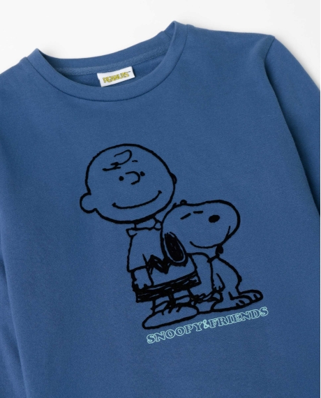 PEANUTS Pijama Manga Larga Felpa Snoopy&Friends para Niño AZUL 2