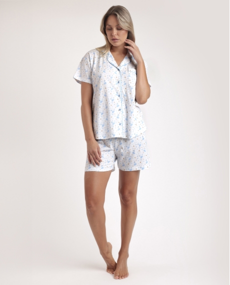 ADMAS Pijama Abierto Manga Corta Dancing With Swans para Mujer AZUL