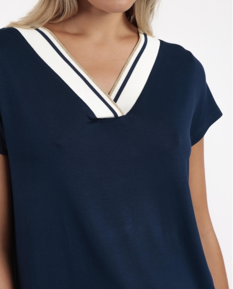 ADMAS Pijama Manga Corta Trip para Mujer MARINO 2
