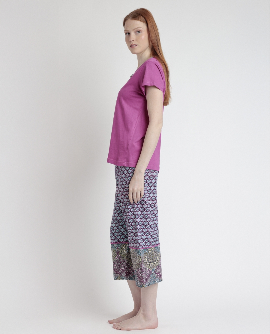 ADMAS Pijama Manga Corta Mandala Flower para Mujer MORADO ADMAS Pijama Manga Corta Mandala Flower para Mujer MORADO