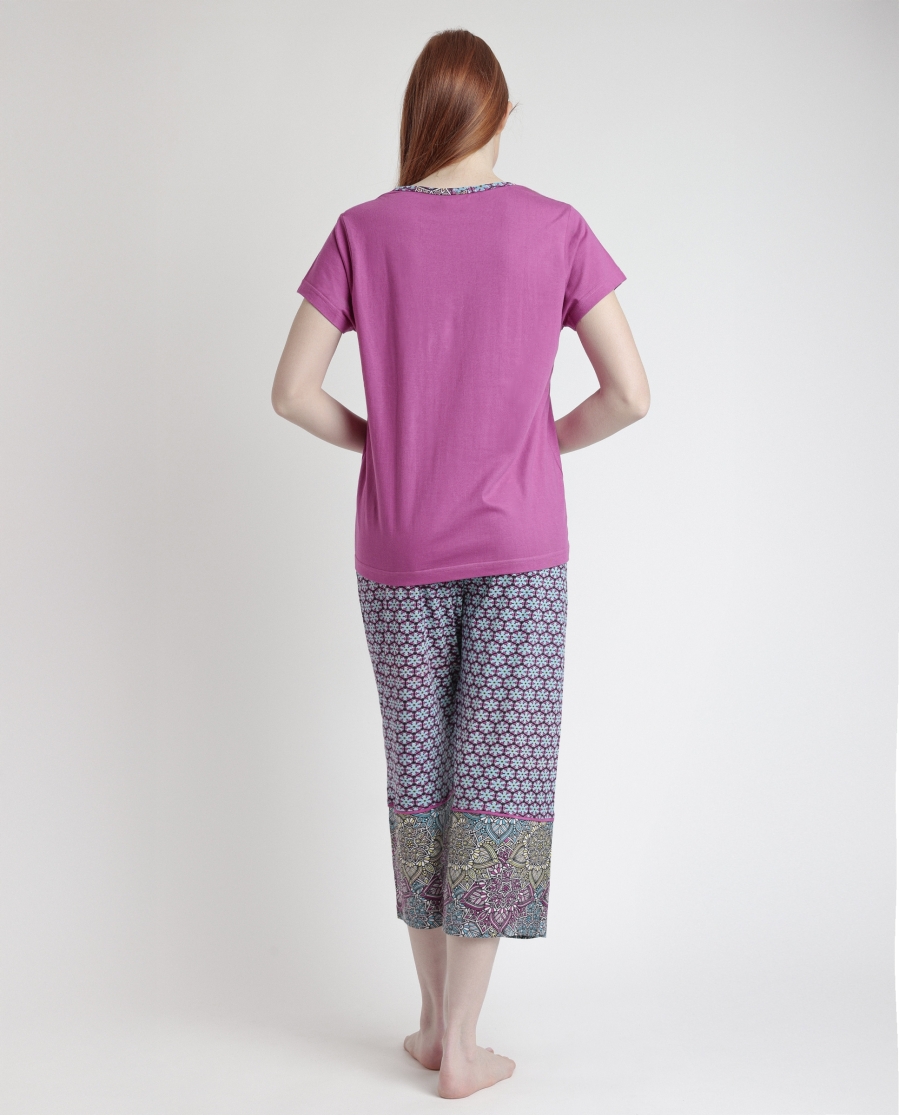ADMAS Pijama Manga Corta Mandala Flower para Mujer MORADO ADMAS Pijama Manga Corta Mandala Flower para Mujer MORADO