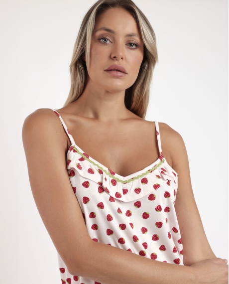 ADMAS Pijama Tirantes Strawberry Field para Mujer ROSA PALO 2