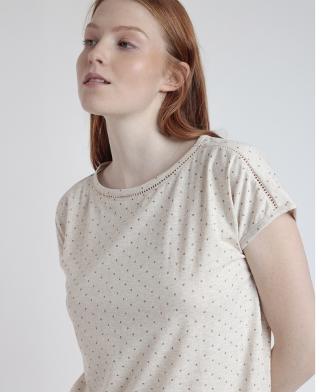 ADMAS CLASSIC Pijama Manga Caída Organic Dots para Mujer BEIGE 2