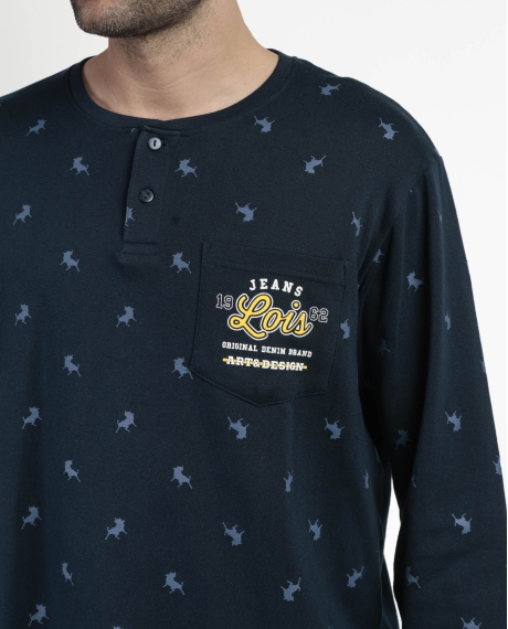 LOIS Pijama Manga Larga Tapeta Snow para Hombre MARINO 2