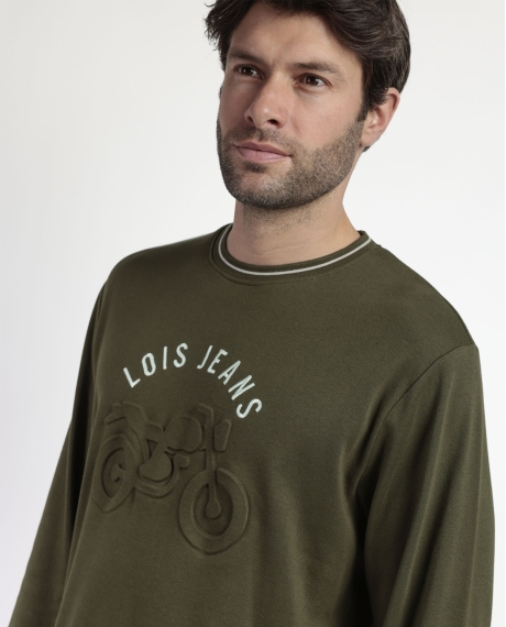 LOIS Pijama Manga Larga Embossing para Hombre CAQUI 2