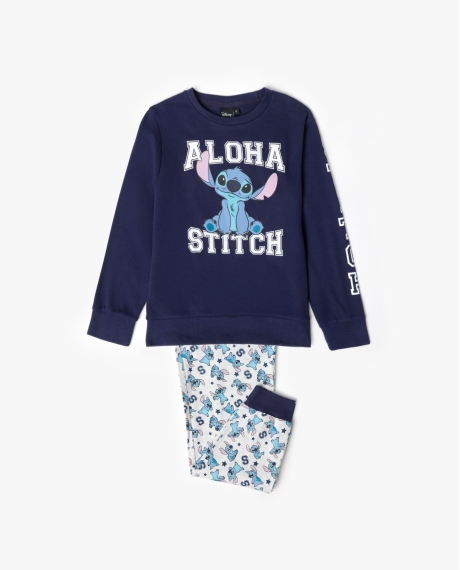 DISNEY Pijama Manga Larga Aloha Stitch para Niño MARINO