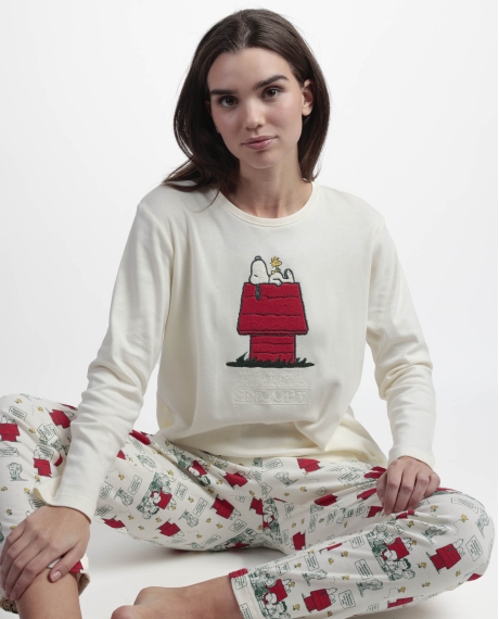PEANUTS Pijama Manga Larga Classic Peanuts para Mujer CRUDO 2