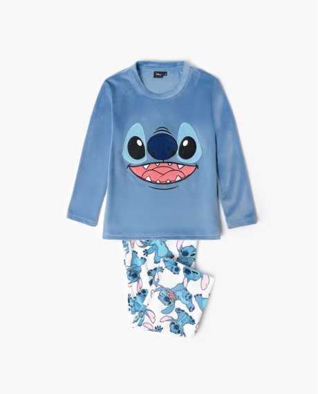 DISNEY Pijama Manga Larga Terciopelo Alicia para Niña AZUL