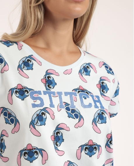 DISNEY Pijama Manga Corta Stitches para Mujer AZUL 2