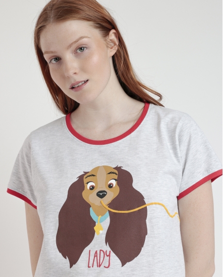 DISNEY Pijama Manga Corta Lady And The Tramp para Mujer ROJO 2
