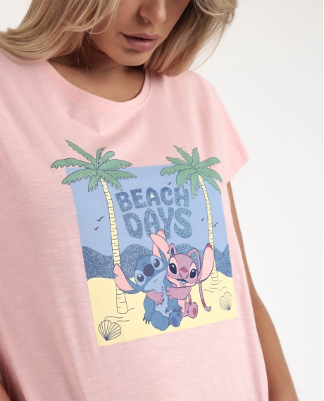 DISNEY Pijama Manga Corta Stitch Waves para Mujer ROSA 2