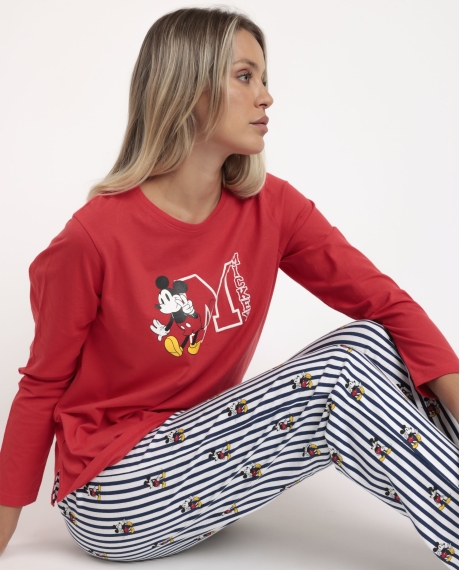 DISNEY Pijama Manga Larga Mickey Ny Summer para Mujer ROJO 2