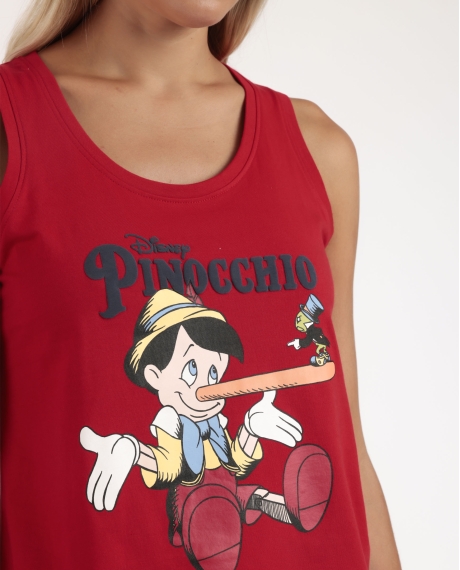 DISNEY Pijama Sin Mangas Classic Pinocchio para Mujer ROJO 2