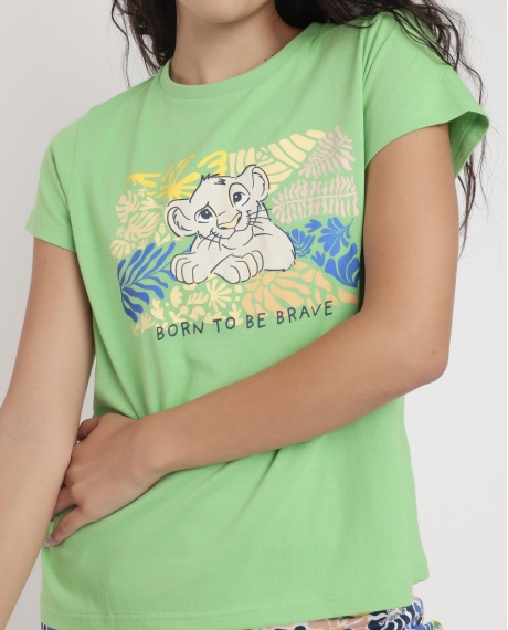 DISNEY Pijama Manga Corta Simba para Mujer VERDE 2
