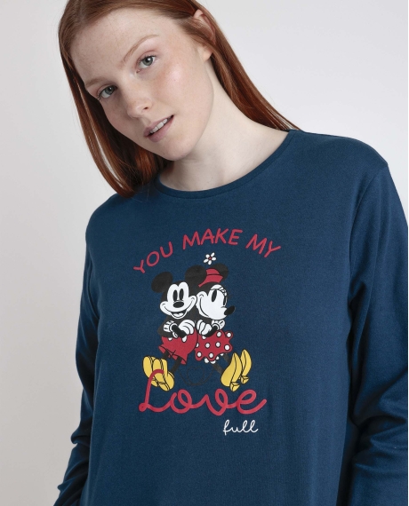 DISNEY Pijama Manga Larga You Make Me Love para Mujer MARINO 2