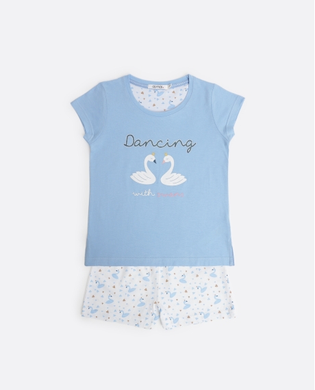 ADMAS Pijama Manga Corta Dancing With Swans para Niña AZUL