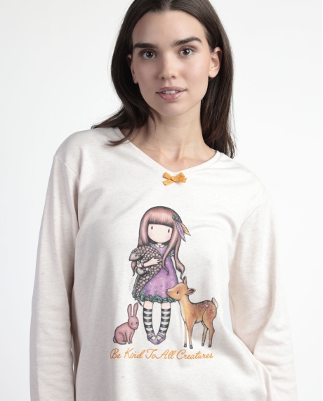 SANTORO GORJUSS Pijama Manga Larga Be Kind To All Creatures para Mujer BEIGE 2