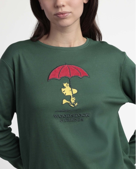 PEANUTS Pijama Manga Larga Green Classic Peanuts para Mujer VERDE 2