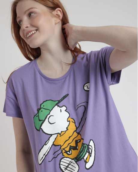 PEANUTS Pijama Manga Corta Good Grief para Mujer VIOLETA 2