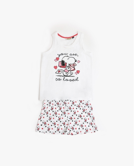 PEANUTS Pijama Sin Mangas In My Heart para Niña BLANCO