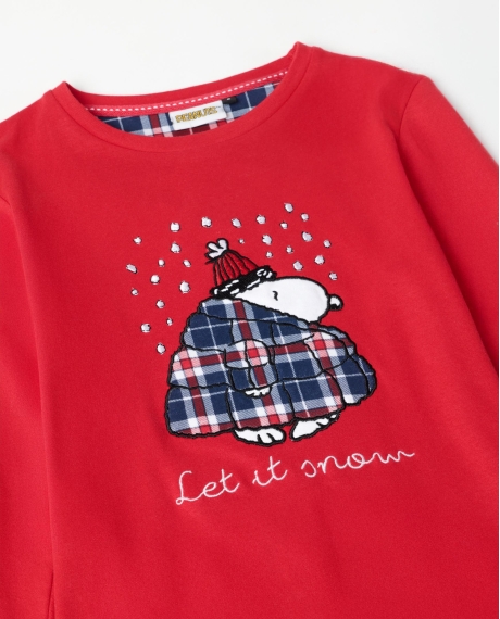 PEANUTS Pijama Manga Larga Let It Snow para Niña ROJO 2