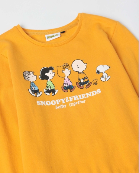 PEANUTS Pijama Manga Larga Felpa Snoopy&Friends para Niña MOSTAZA 2