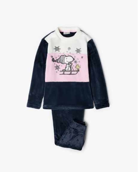 PEANUTS Pijama Manga Larga Calentito Snow Drift para Niña AZUL