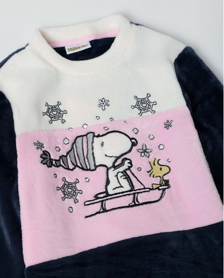 PEANUTS Pijama Manga Larga Calentito Snow Drift para Niña AZUL 2