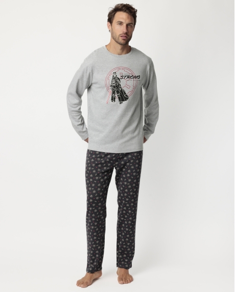 STAR WARS Pijama Manga Larga The Force Is Strong para Hombre GRIS JASPE