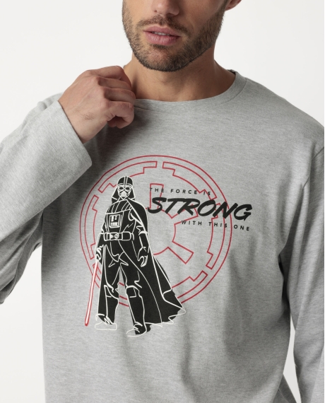 STAR WARS Pijama Manga Larga The Force Is Strong para Hombre GRIS JASPE 2