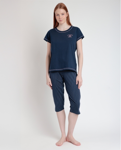 STAY AT HOME Pijama Manga Corta Loading Energy para Mujer MARINO