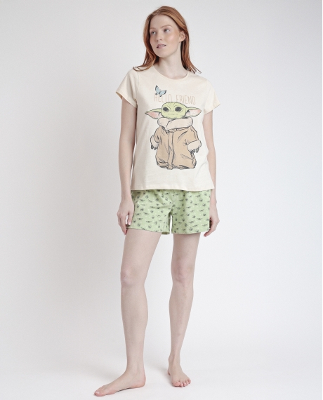 STAR WARS Pijama Manga Corta Hello Friend para Mujer CRUDO