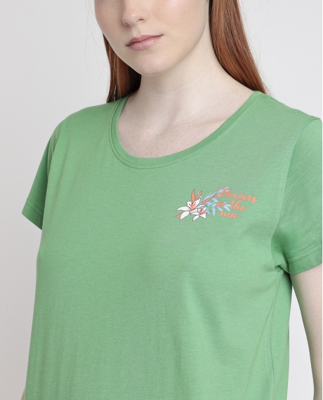 ADMAS Pijama Manga Corta Flowers In The Sun para Mujer VERDE 2